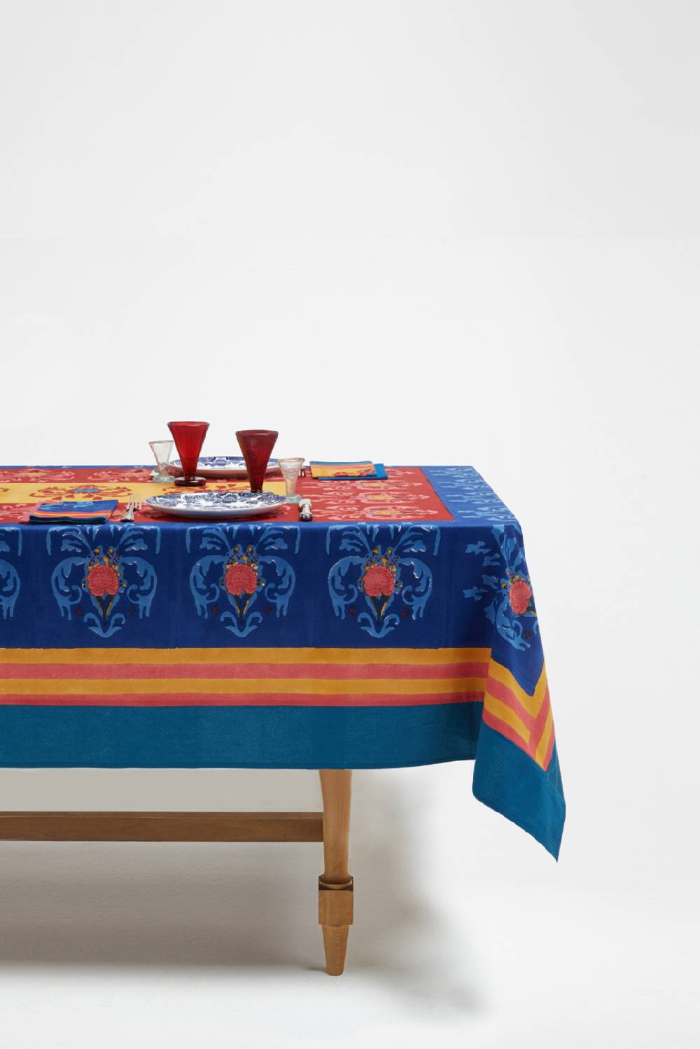 Lisa Corti telo cotone 140x240cm brocade royal blue Sconti questo mese