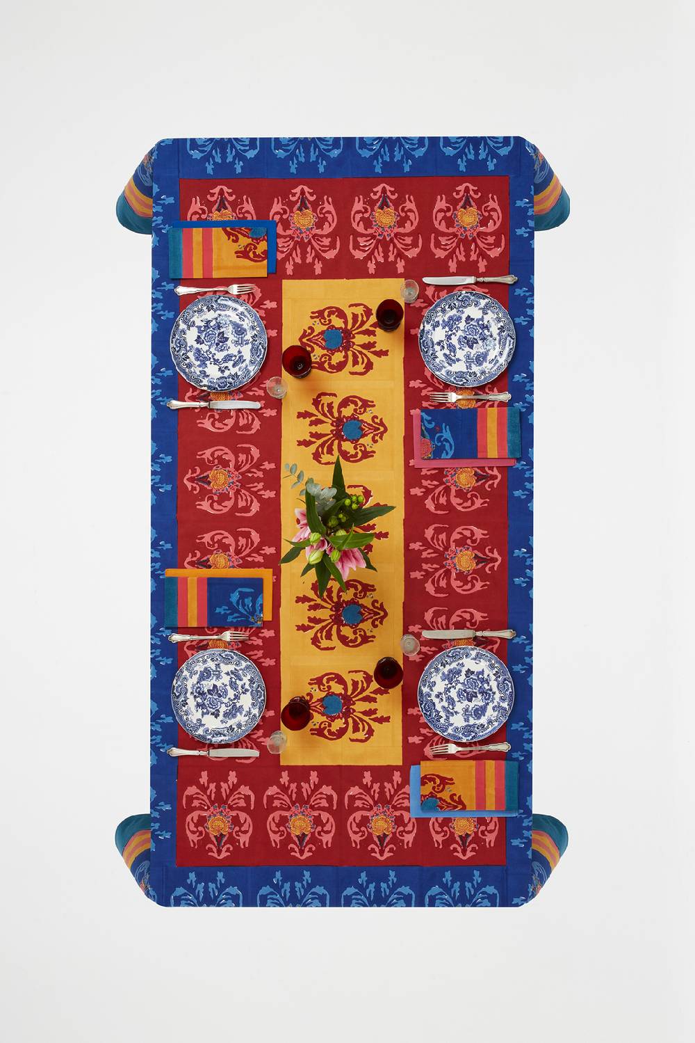 Lisa Corti telo cotone 140x240cm brocade royal blue Sconti questo mese