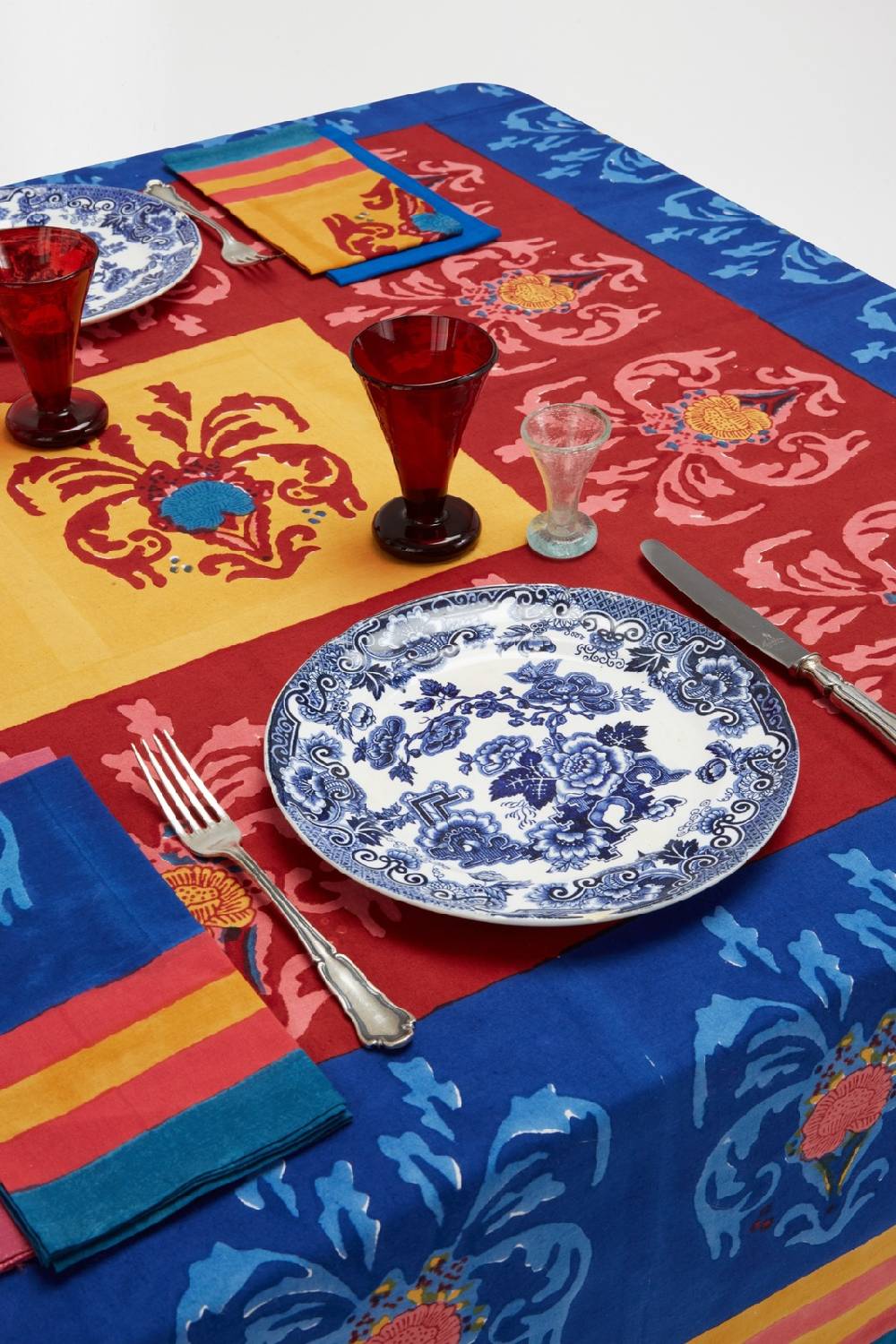 Lisa Corti telo cotone 140x240cm brocade royal blue Sconti questo mese