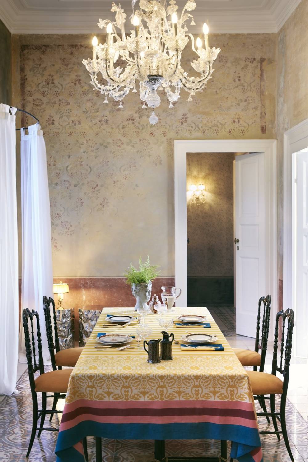 Lisa Corti telo cotone 140x240cm damask design gold Italy
