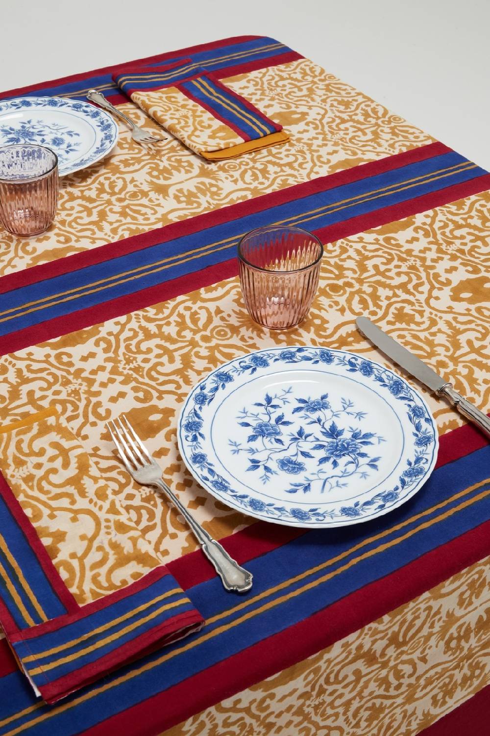 Lisa Corti telo cotone 140x240cm damask stripe chutney Qualità