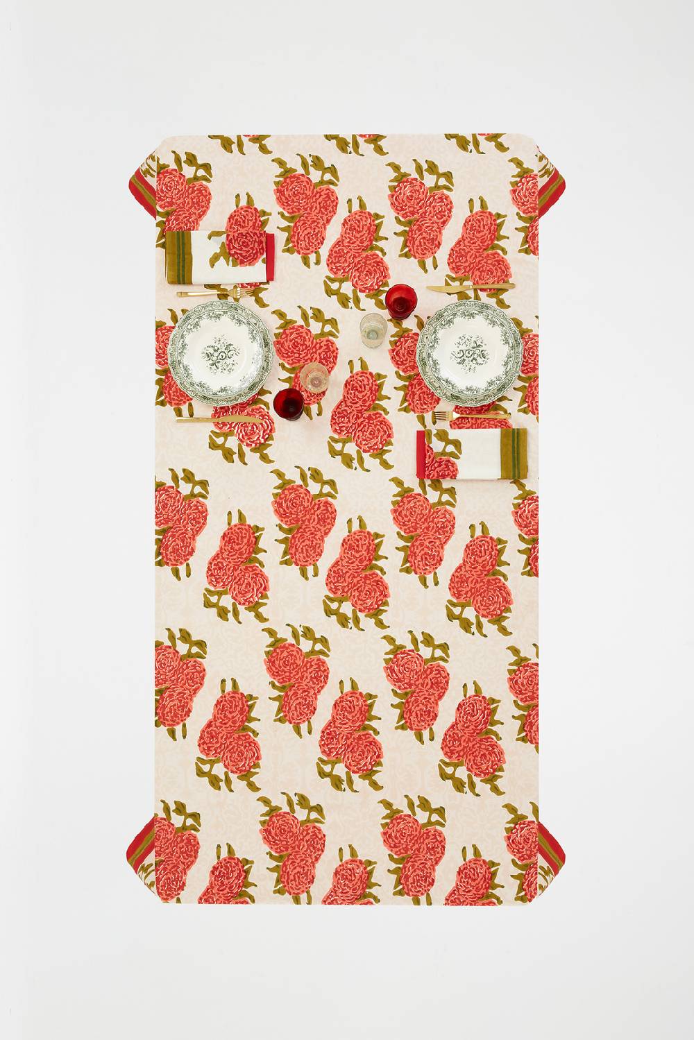 Lisa Corti telo cotone 140x240cm leopard bouquet red Vendita