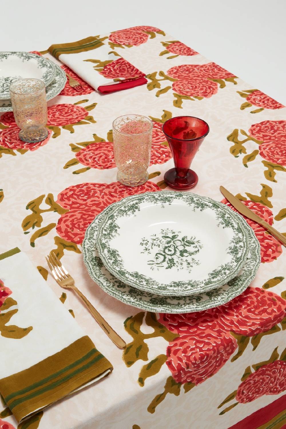 Lisa Corti telo cotone 140x240cm leopard bouquet red Vendita