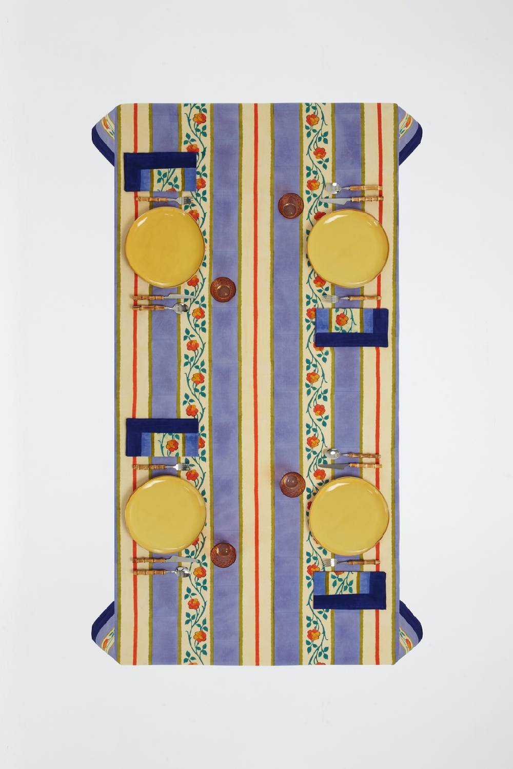 Lisa Corti telo cotone 140x240cm varanasi stripes pervinch Spedizione Gratuita