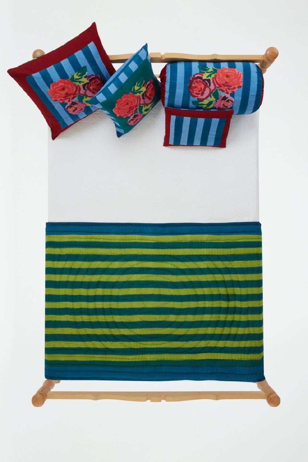 Lisa Corti trapunta reversibile 110x180cm nizam stripes ferozi sugar Comprare a buon mercato