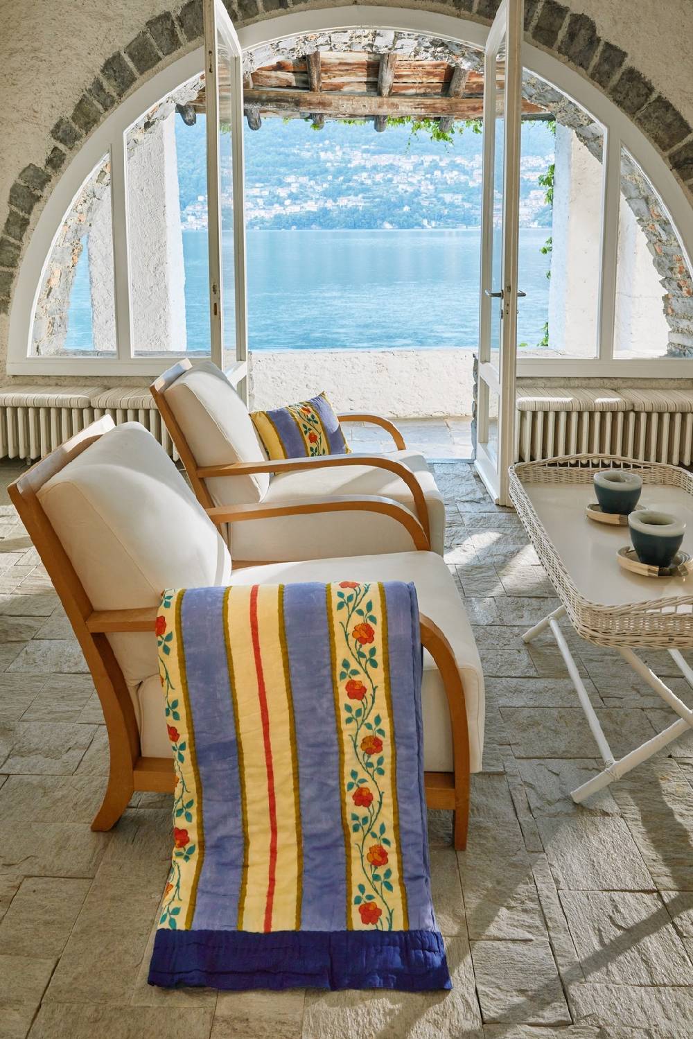 Lisa Corti trapunta reversibile 110x180cm varanasi stripes pervinch Offerta Pasqua