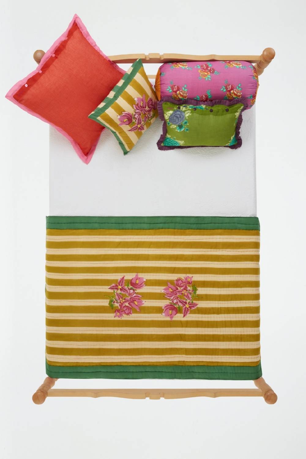 Lisa Corti trapunta reversibile 110x180cm issimo x lisa corti bouganville stripes white mustard Offerta Anniversario