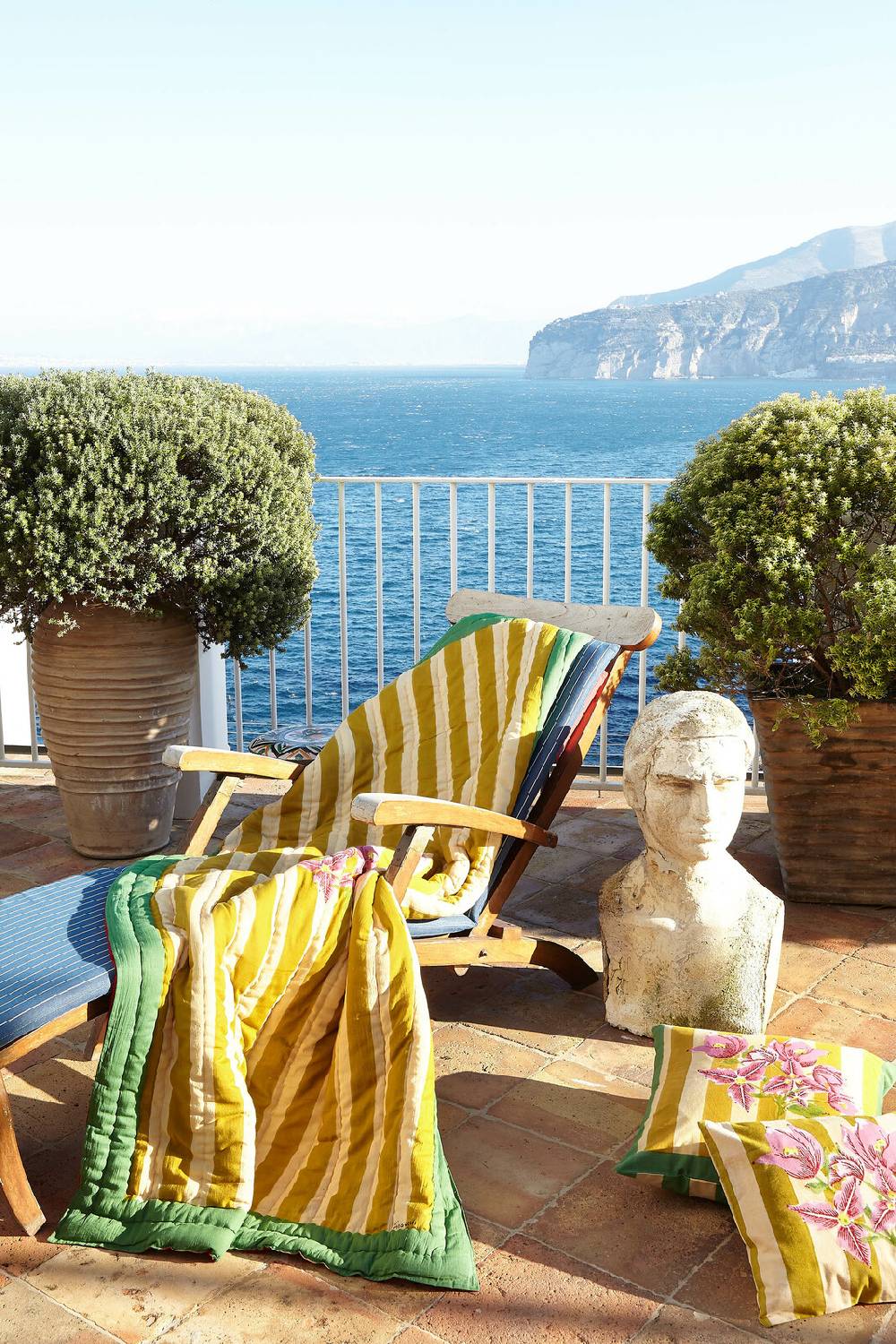 Lisa Corti trapunta reversibile 110x180cm issimo x lisa corti bouganville stripes white mustard Offerta Anniversario
