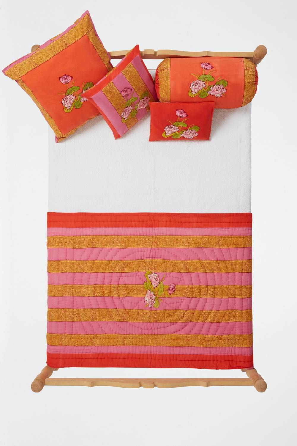 Lisa Corti trapunta reversibile 110x180cm tea flower red orange Offerte esclusive