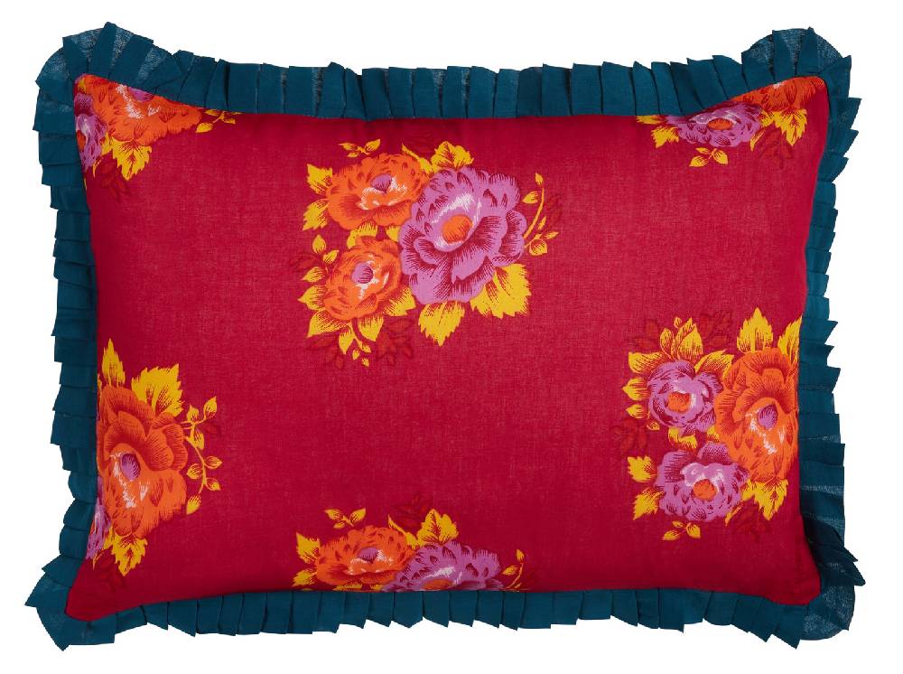 Lisa Corti federa organza 35x50cm tiger flower ruby red Ritorno libero