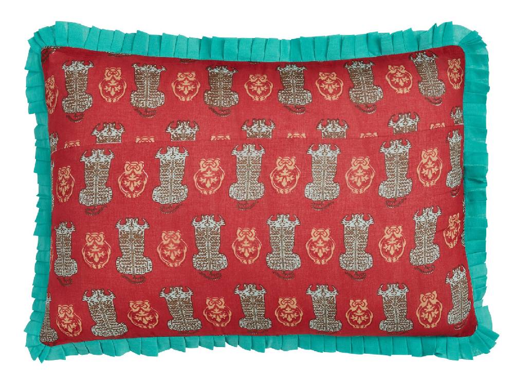 Lisa Corti federa organza 35x50cm tiger motive maroon Promozione temporanea