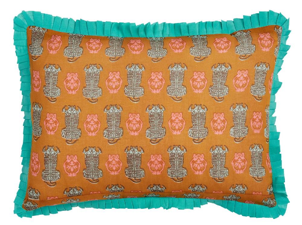 Lisa Corti federa organza 35x50cm tiger motive mustard Fino al 50% di sconto