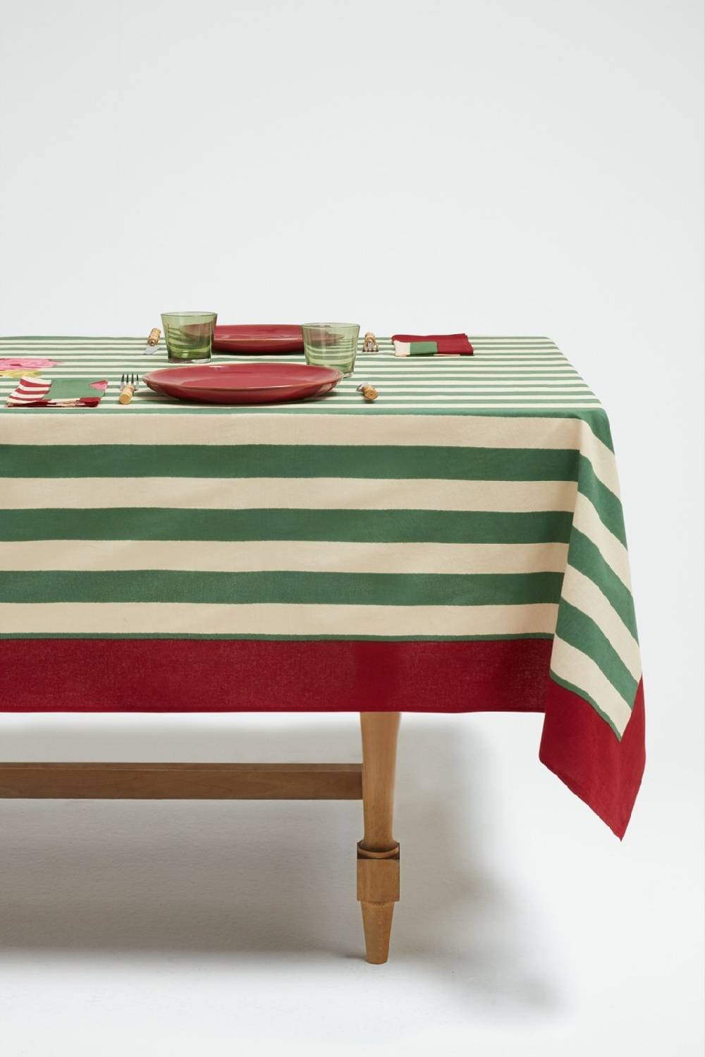 Lisa Corti telo cotone 250x270cm nizam stripes green natural Prezzo basso