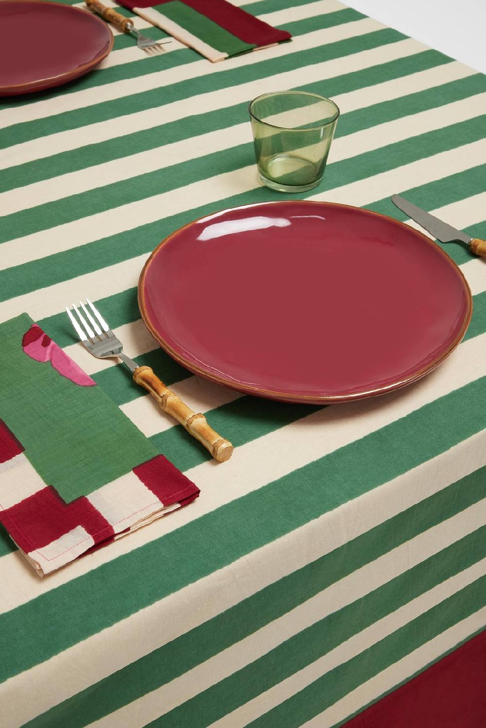 Lisa Corti telo cotone 250x270cm nizam stripes green natural Prezzo basso