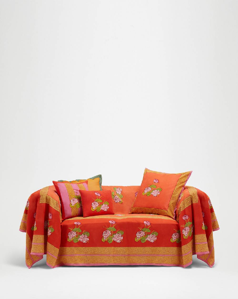 Lisa Corti telo cotone 250x270cm tea flower red orange Ultimi tre giorni