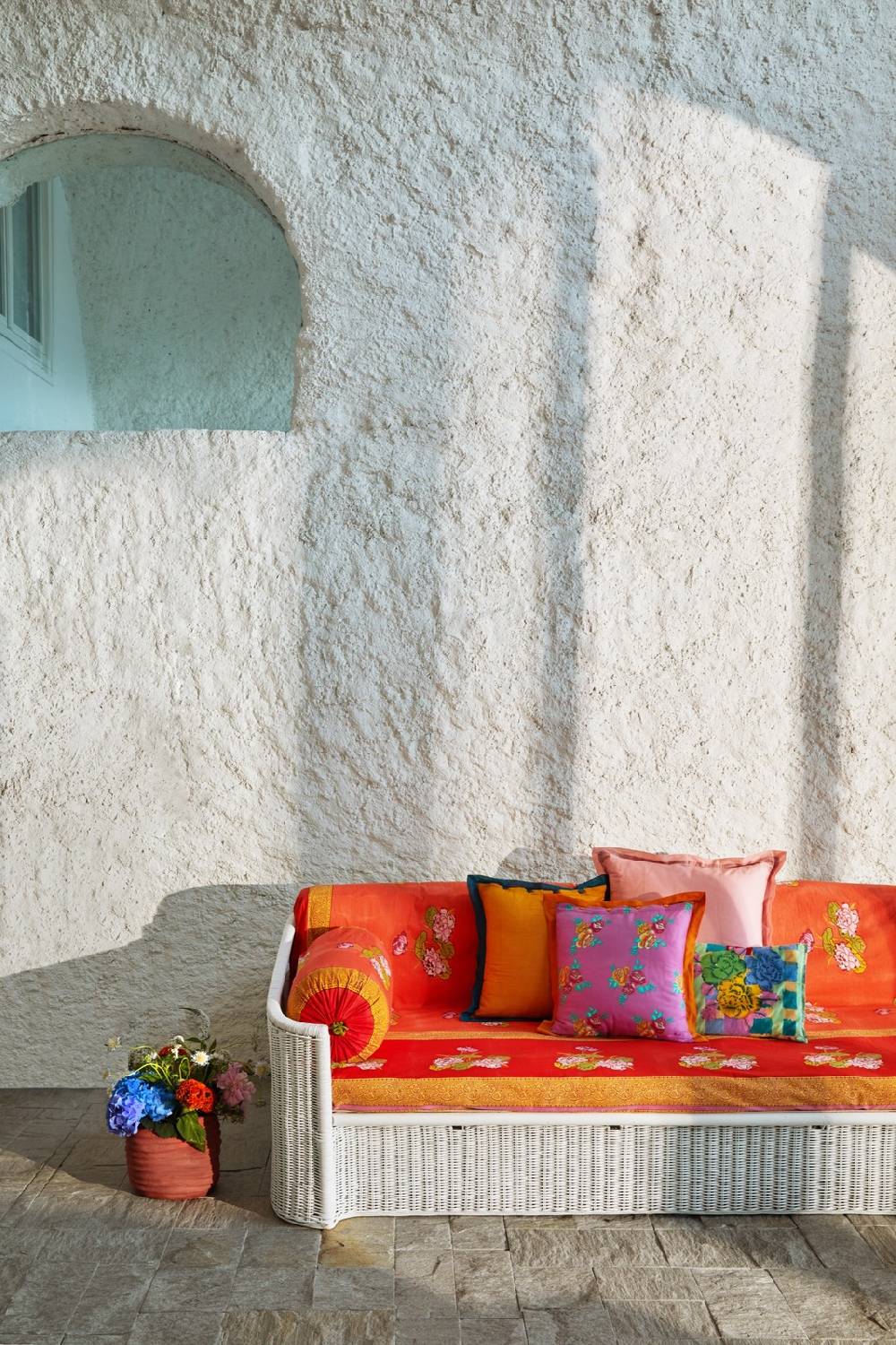 Lisa Corti telo cotone 250x270cm tea flower red orange Ultimi tre giorni
