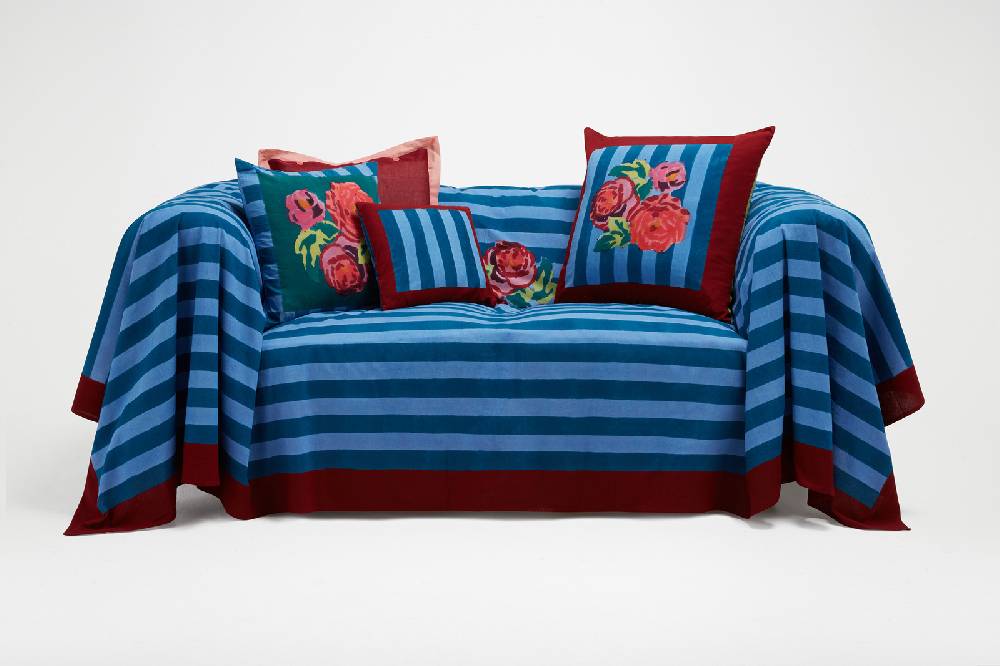 Lisa Corti telo cotone 250x270cm nizam stripes ferozi sugar Fino al 60% di sconto