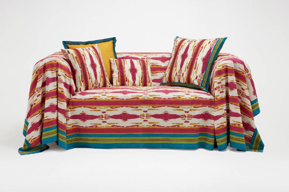 Lisa Corti telo cotone 250x270cm flame aubergine-gold Fino al 55% di sconto