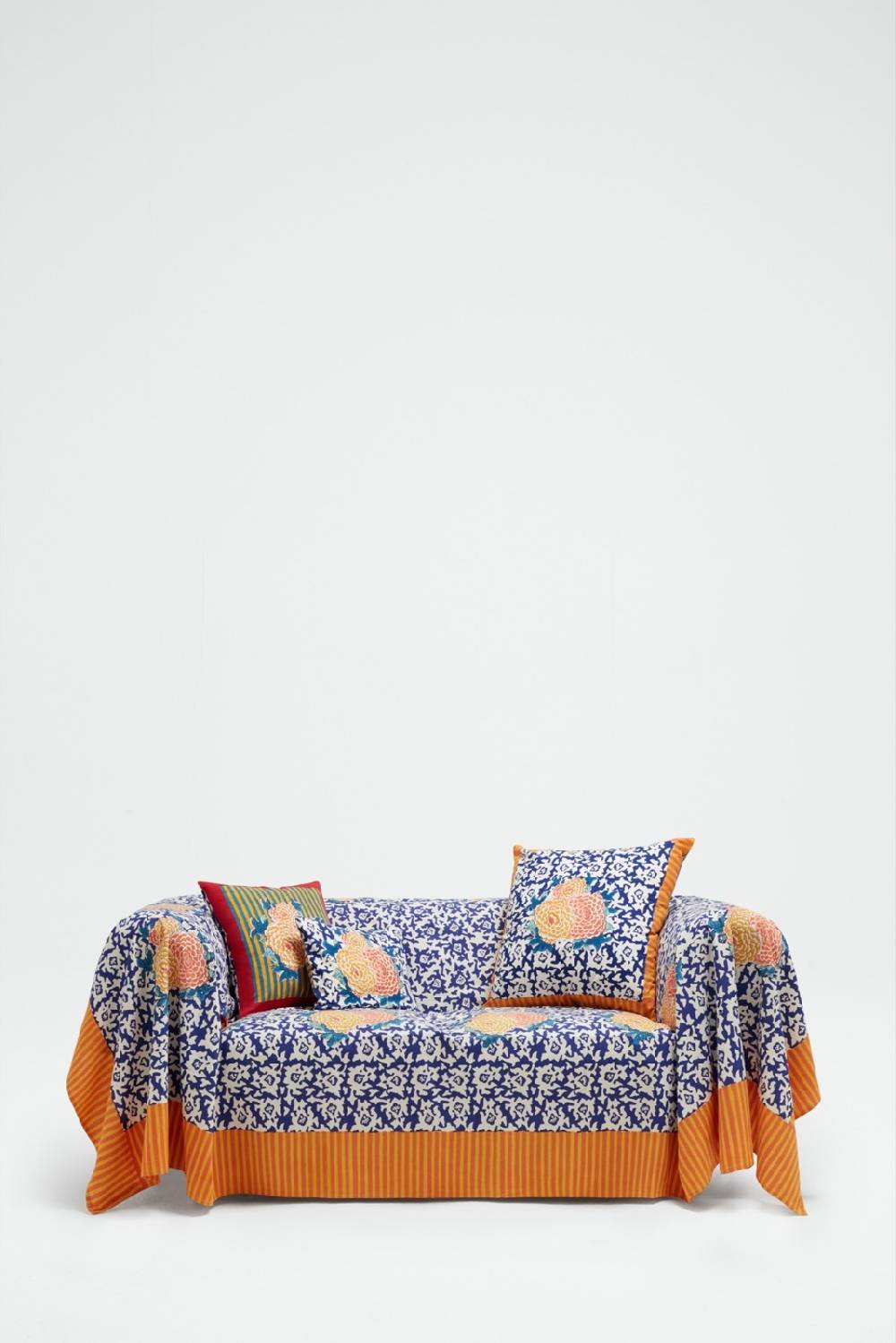 Lisa Corti telo cotone 220x270cm arabesque corolla blue natural 50% di sconto con spedizione gratuita
