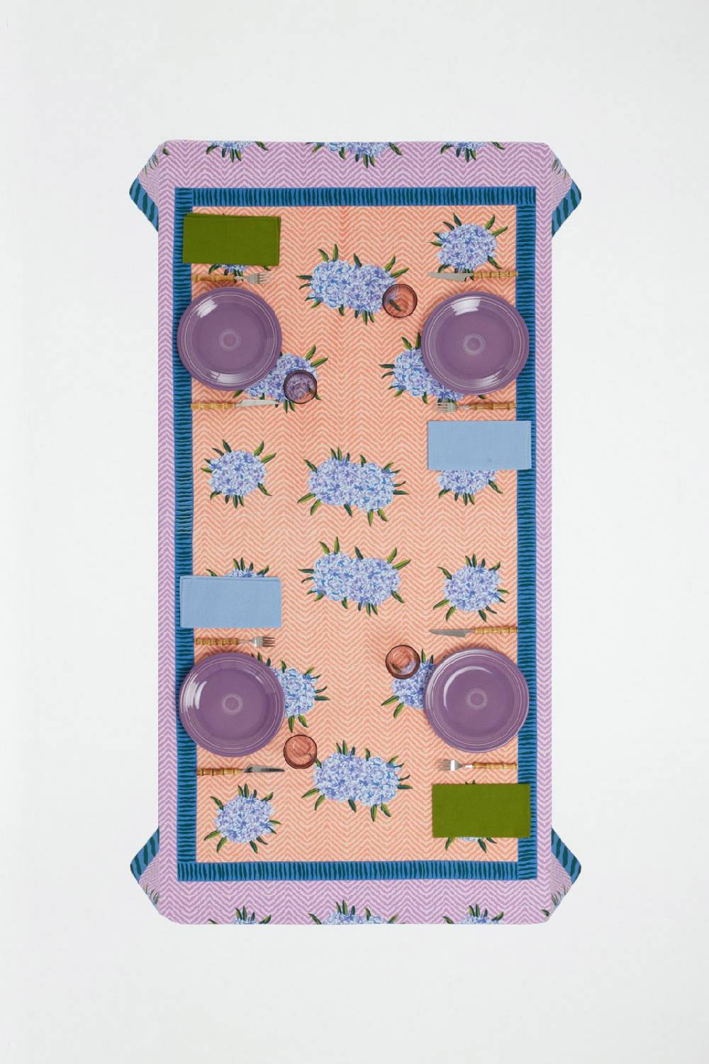 Lisa Corti telo cotone 220x270cm oleander lilac peach Trasporto libero internazionale