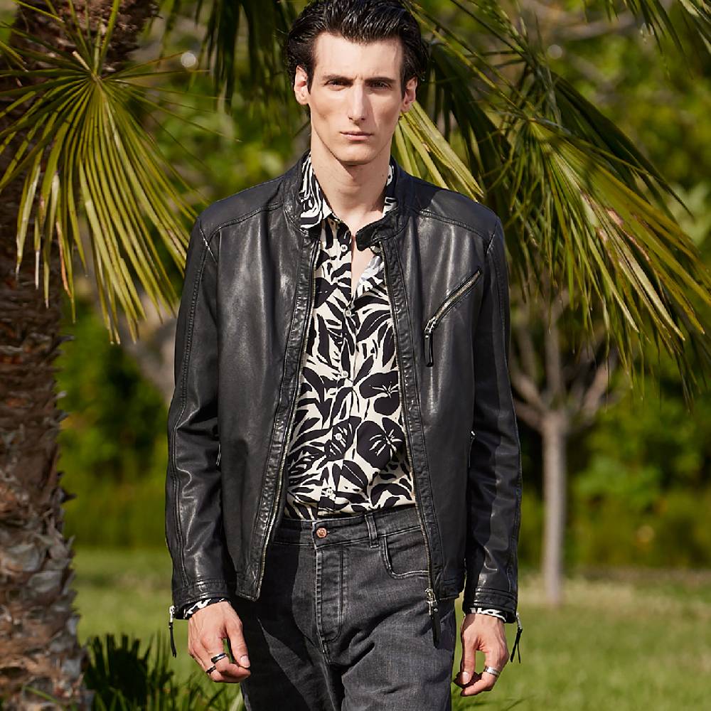 Officina 36 Biker nero in nappa lavata Vendita