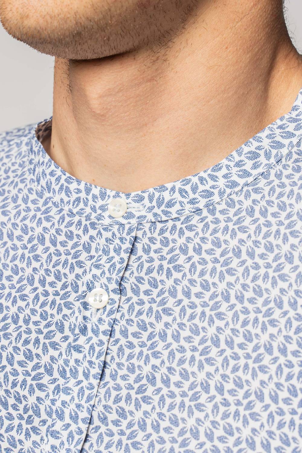Officina 36 Camicia in cotone stampato blu denim Qualità Garantita