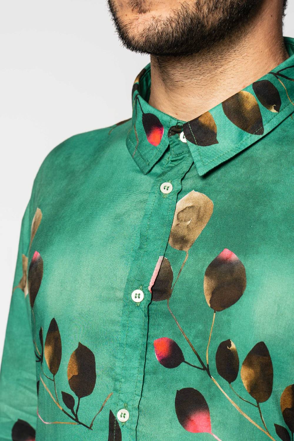 Officina 36 Camicia in mussola stampata color acqua Fino Al -60%