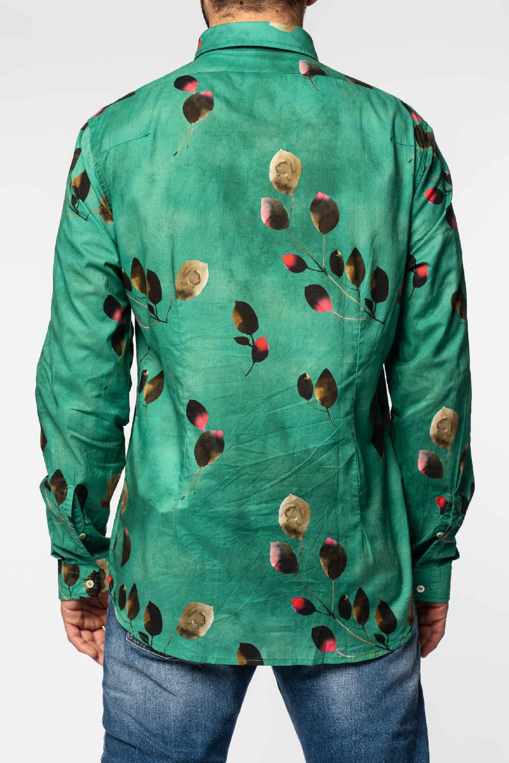 Officina 36 Camicia in mussola stampata color acqua Fino Al -60%