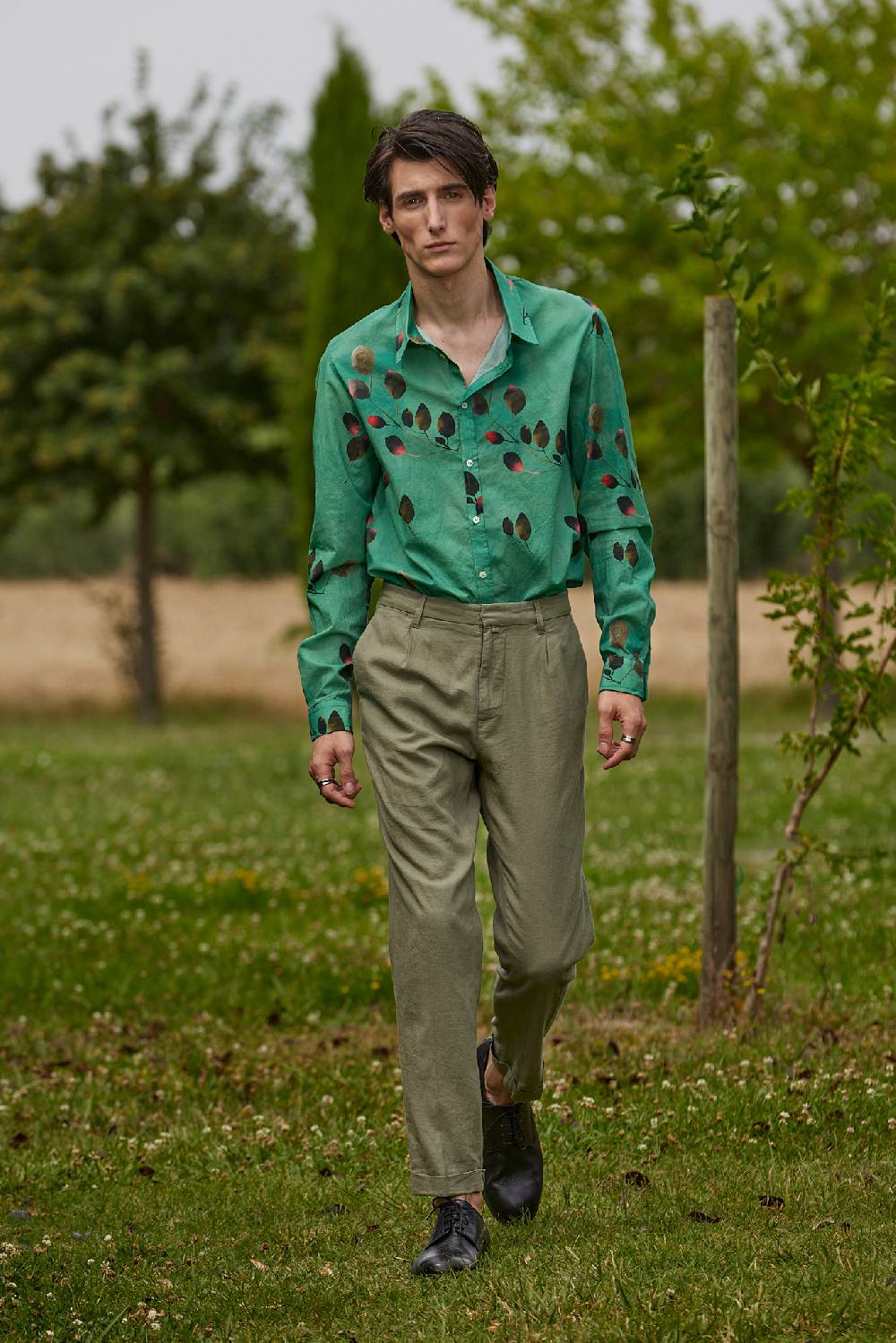 Officina 36 Camicia in mussola stampata color acqua Fino Al -60%