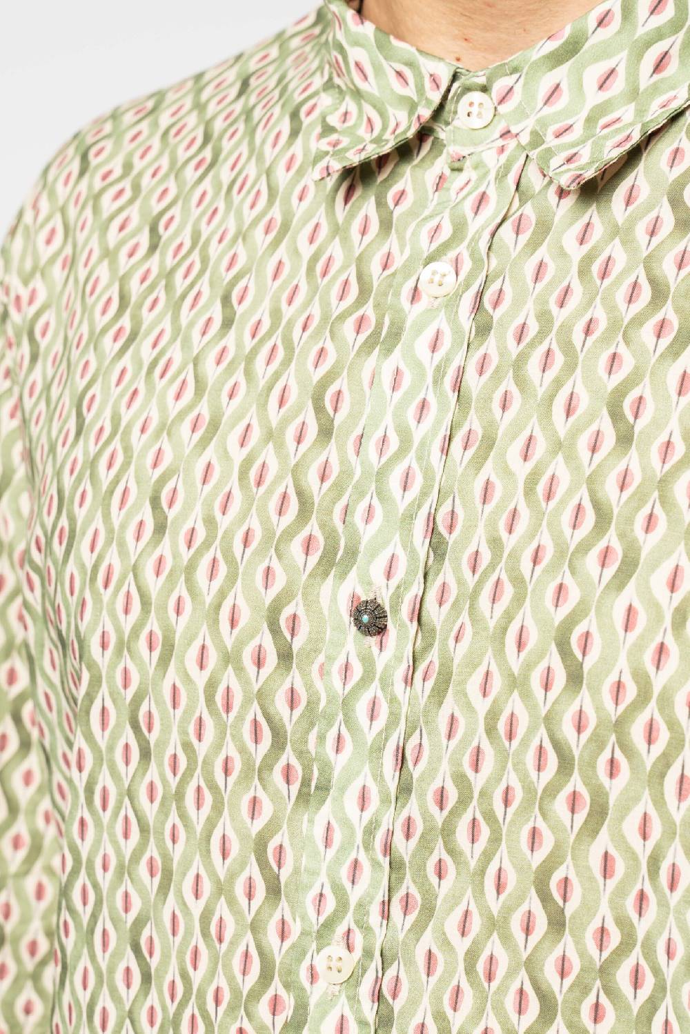 Officina 36 Camicia in mussola stampata verde Shopping Online