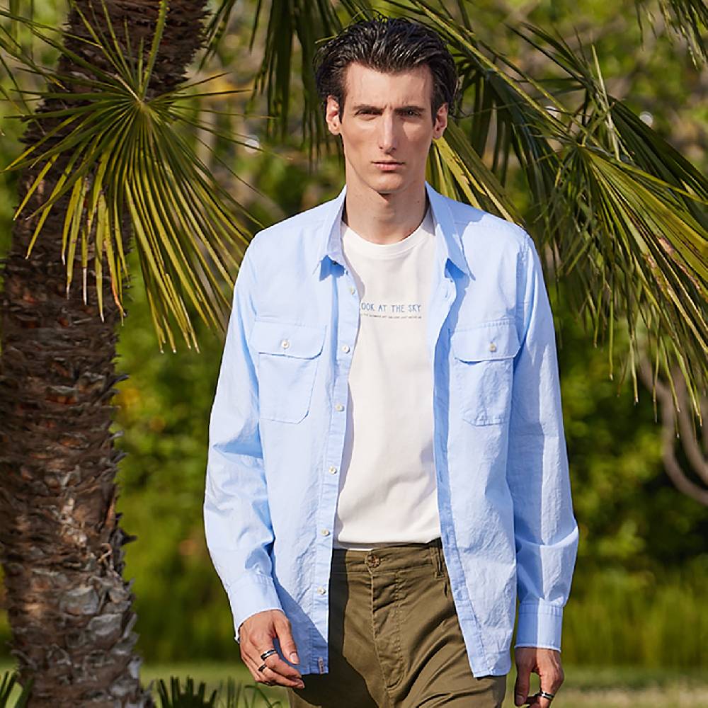 Officina 36 Camicia in oxford color cielo Prezzo Ridotto