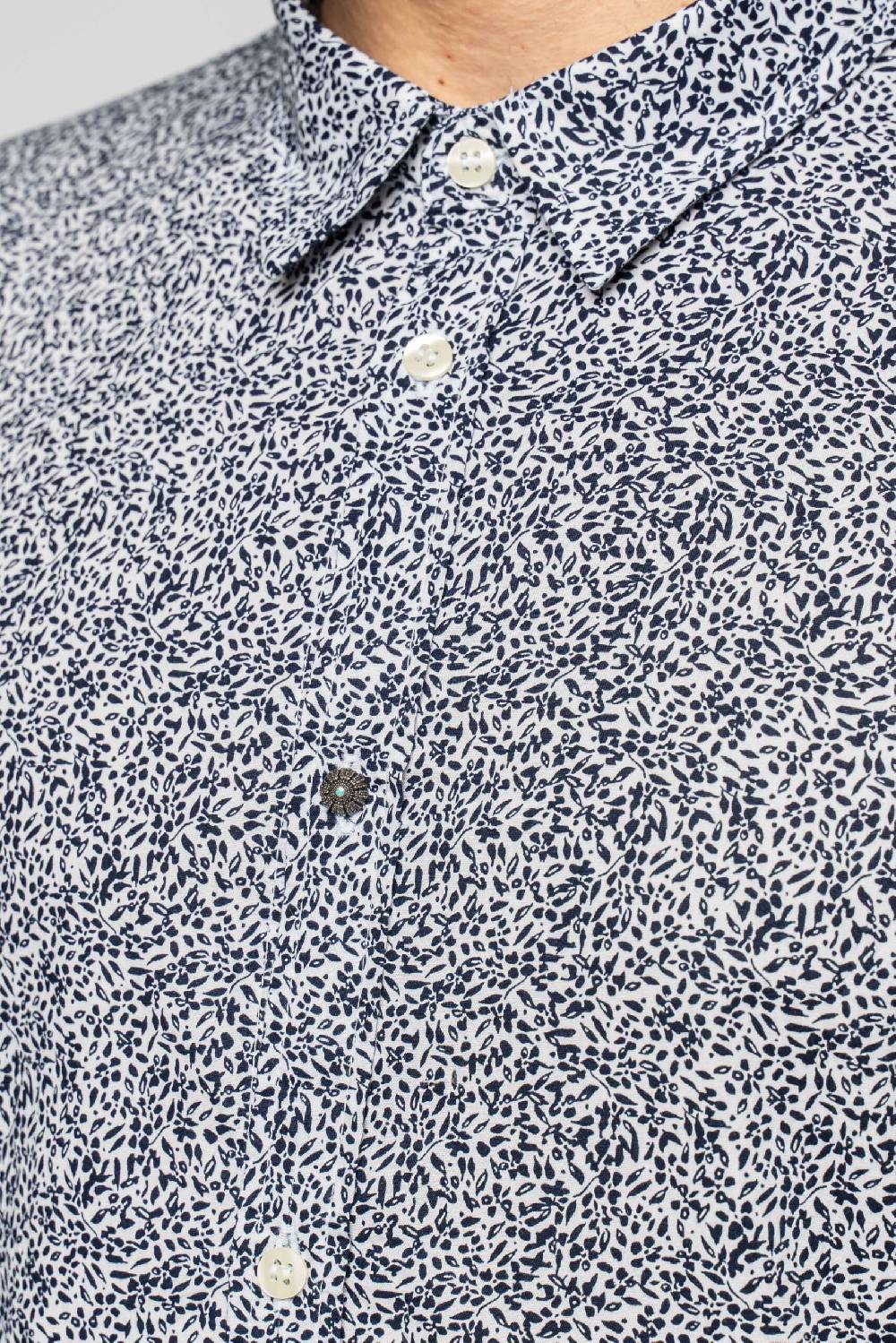 Officina 36 Camicia in popeline stampato blu Convenienza