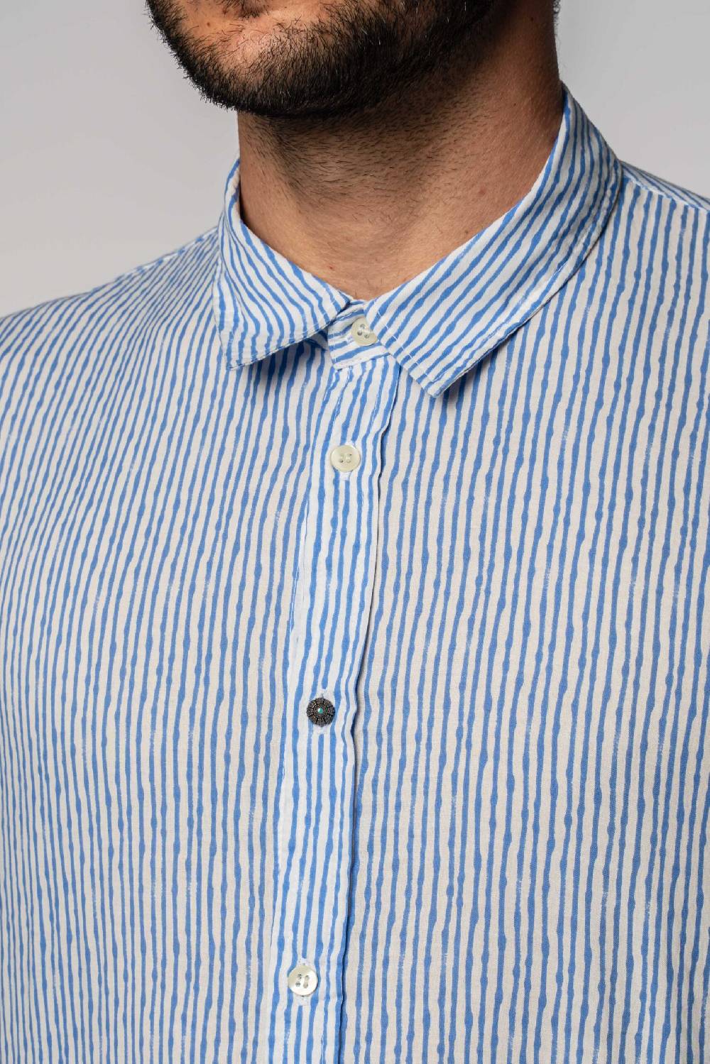 Officina 36 Camicia in popeline stampato color denim Novità