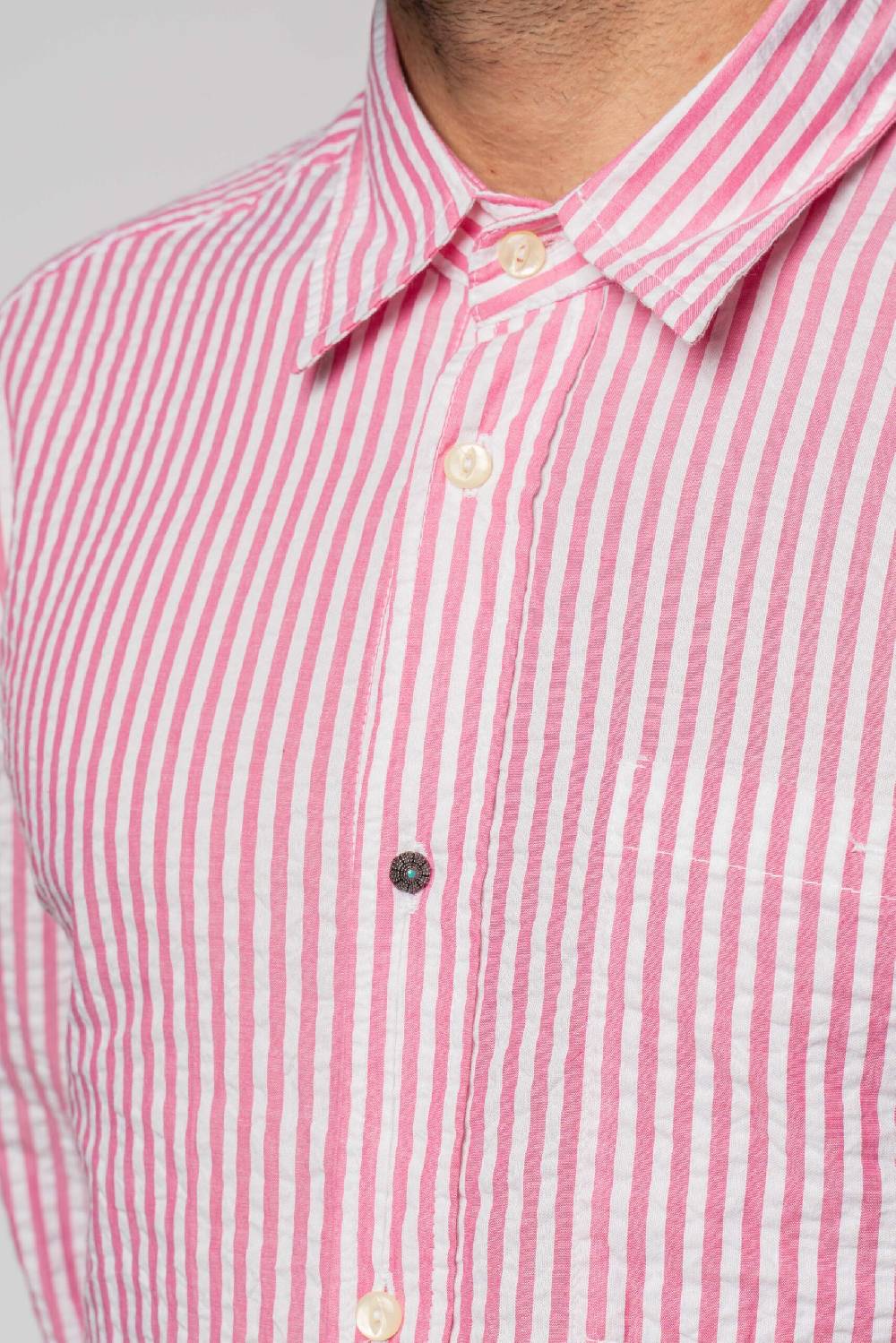 Officina 36 Camicia in seersucker rigato color bubble Presa