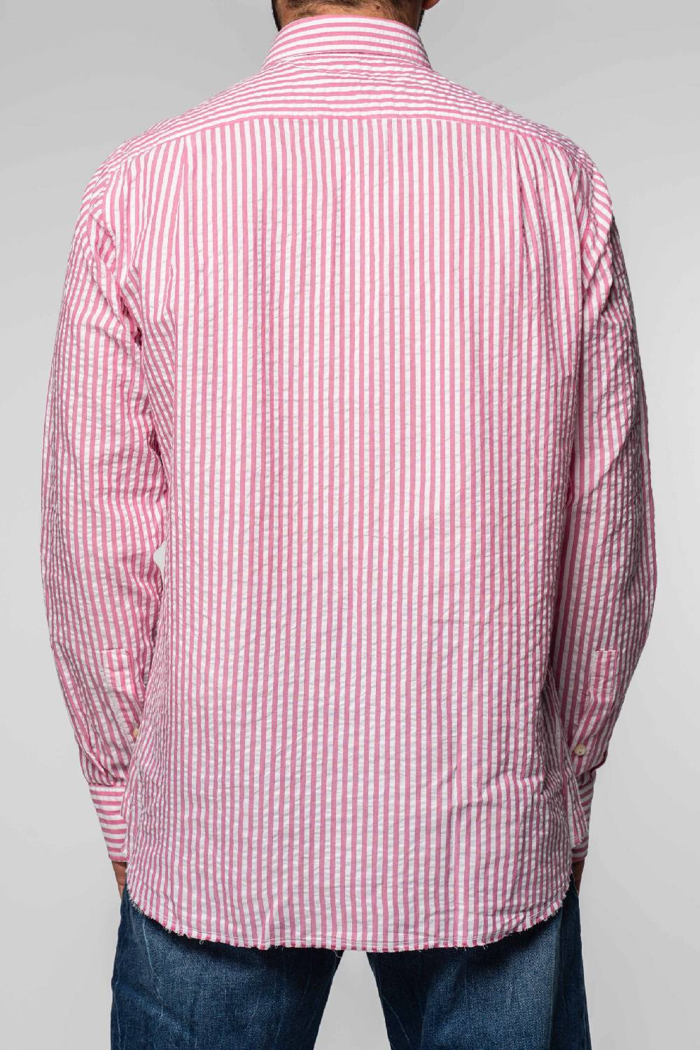 Officina 36 Camicia in seersucker rigato color bubble Presa