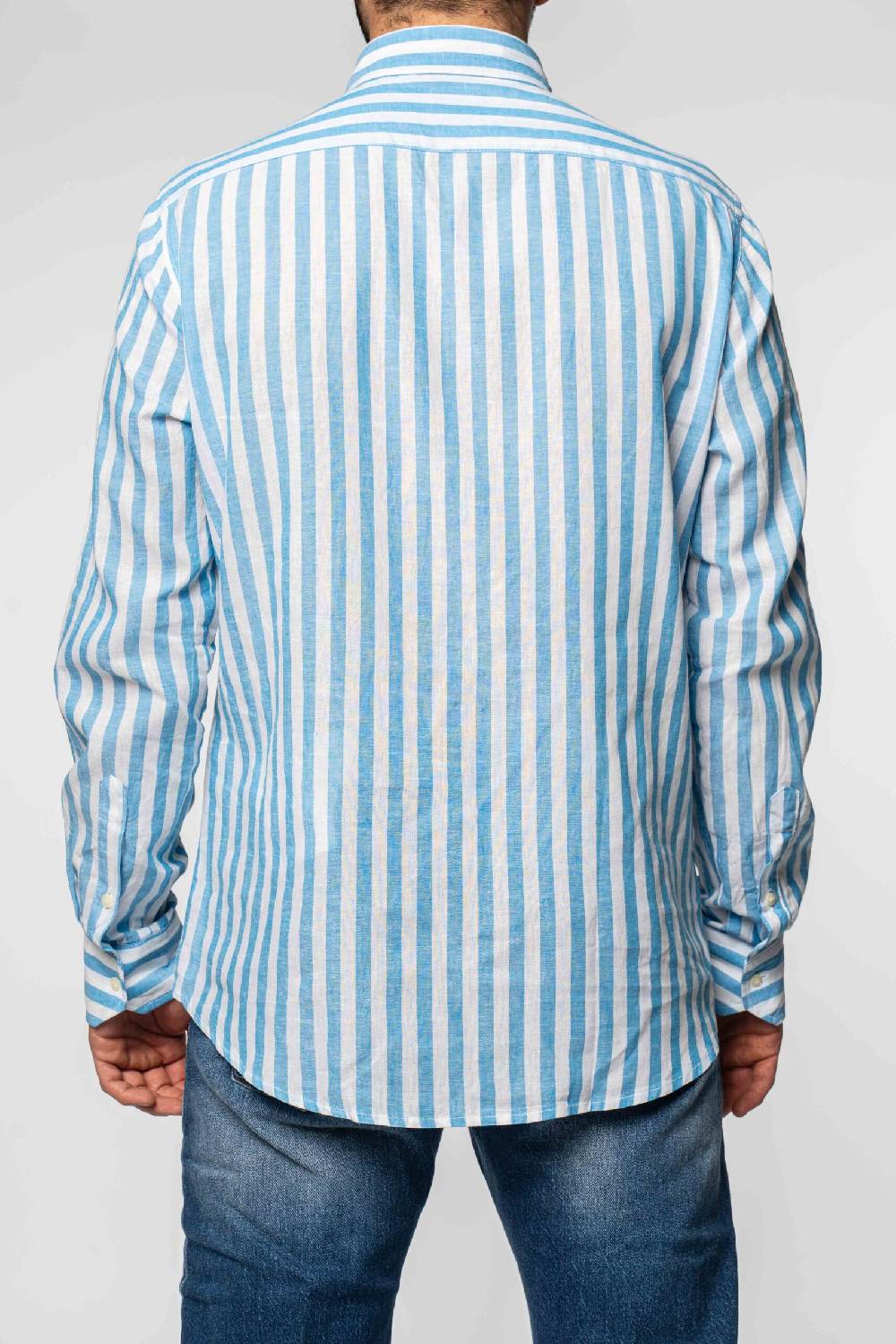 Officina 36 Camicia in tela a righe cobalto Offerta