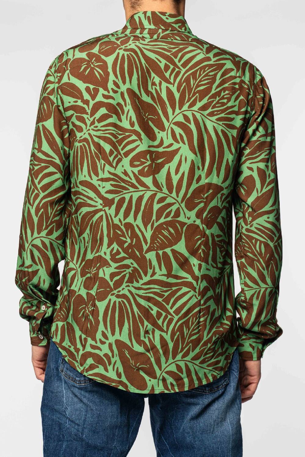 Officina 36 Camicia in viscosa stampata verde Saldi