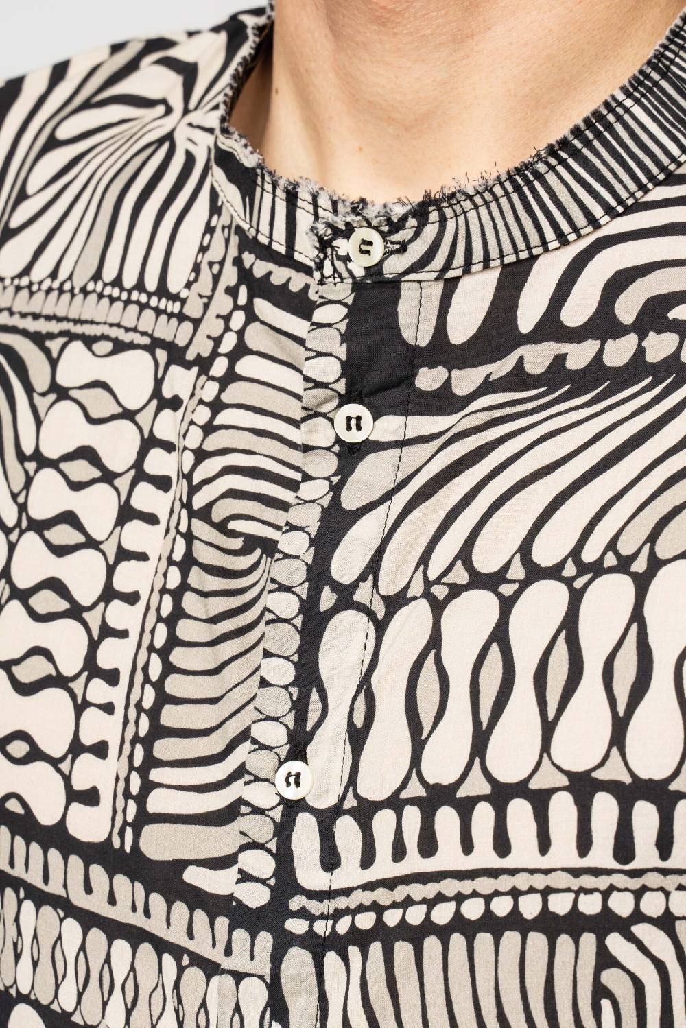 Officina 36 Camicia nera in mussola stampata Hotsell