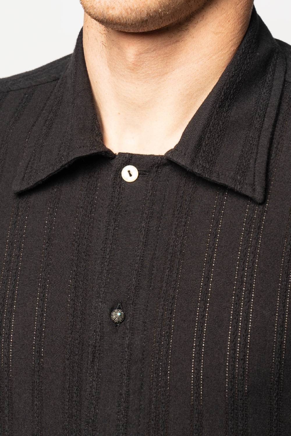 Officina 36 Camicia nera in sangallo rigato Vendita Economica