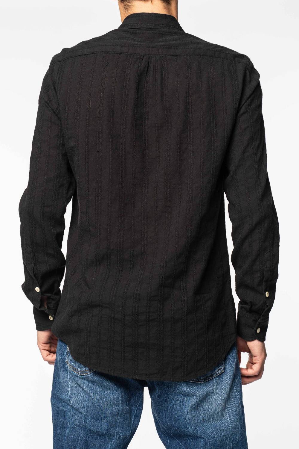 Officina 36 Camicia nera in sangallo rigato Vendita Economica