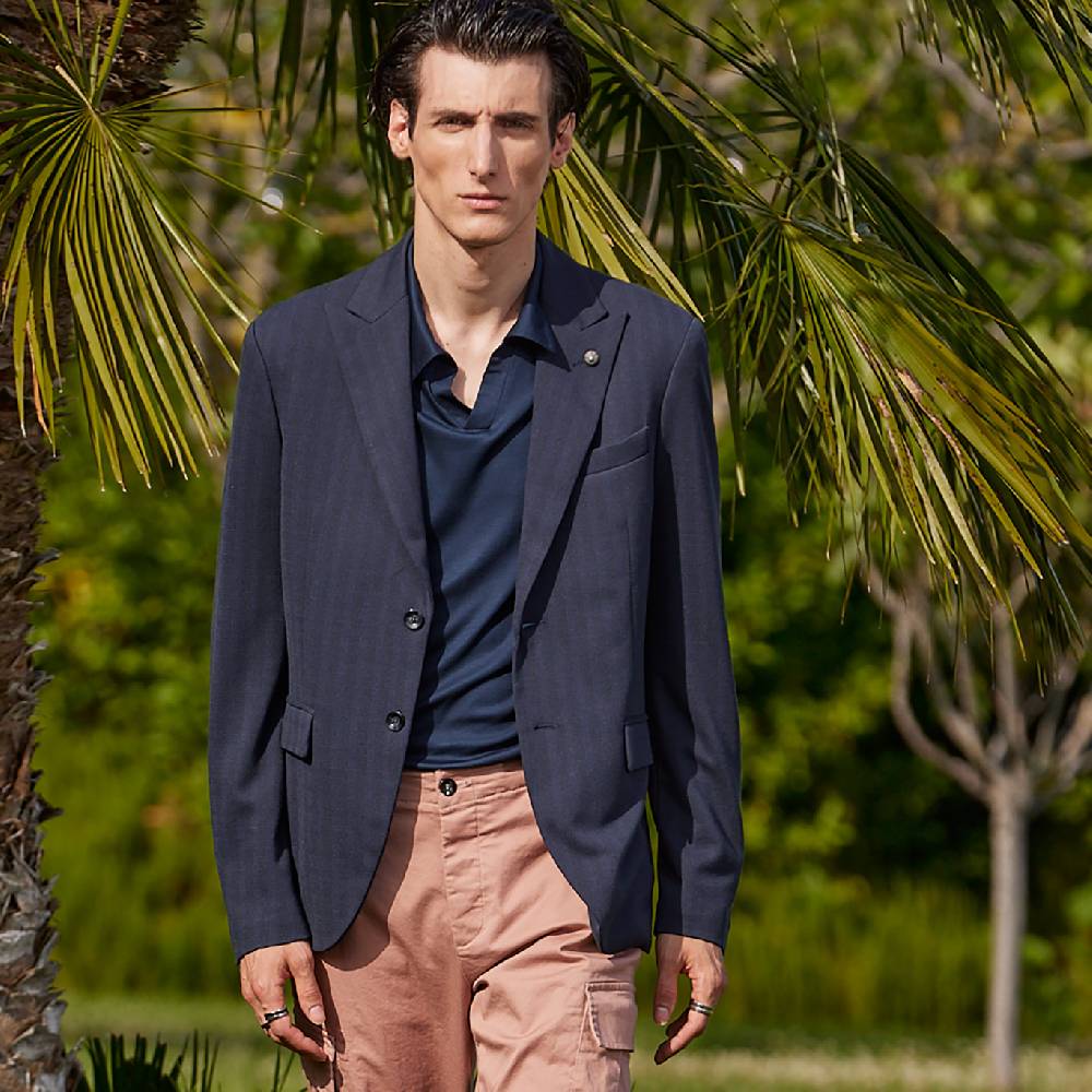Officina 36 Giacca blu in jacquard in maglia Nuova