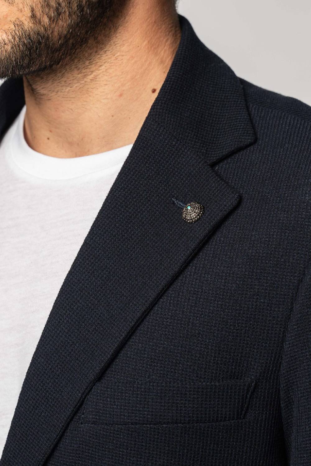 Officina 36 Giacca blu in nido d’ape in maglia Moda