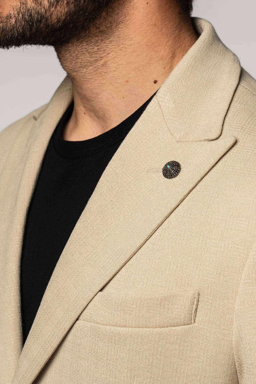 Officina 36 Giacca in jacquard in maglia color sabbia Comprare a buon mercato