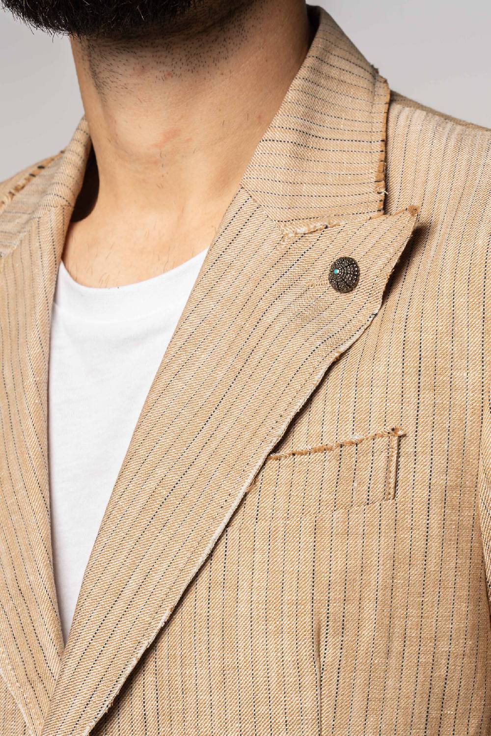 Officina 36 Giacca in tessuto gessato beige Shopping online