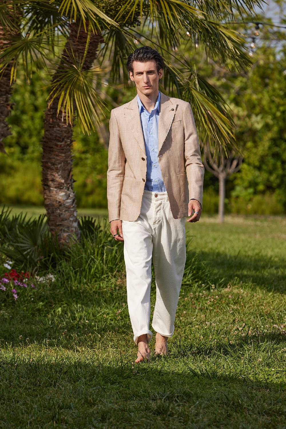 Officina 36 Giacca in tessuto gessato beige Shopping online