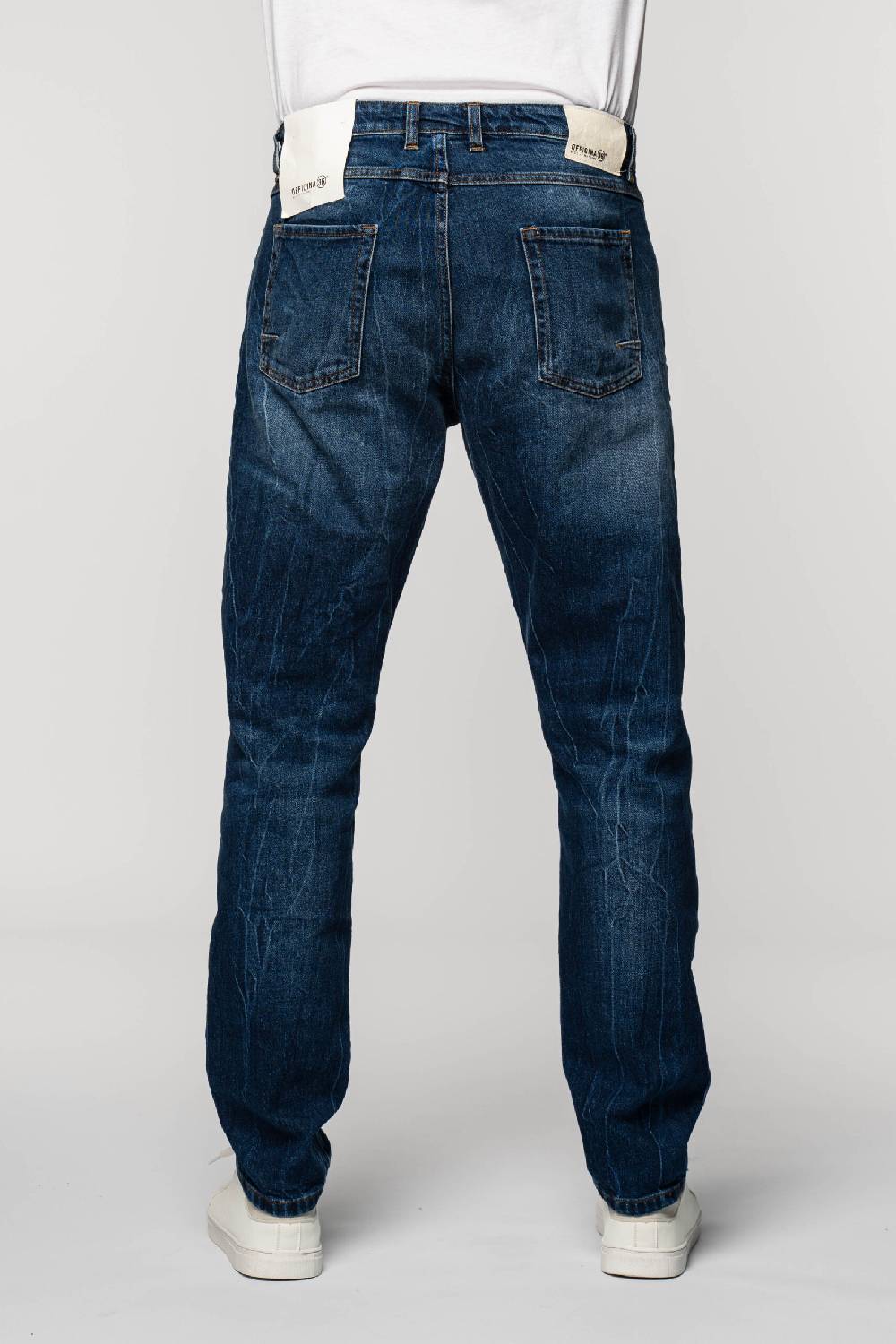 Officina 36 Jeans in denim blu con lavaggio medio Offerta San Valentino