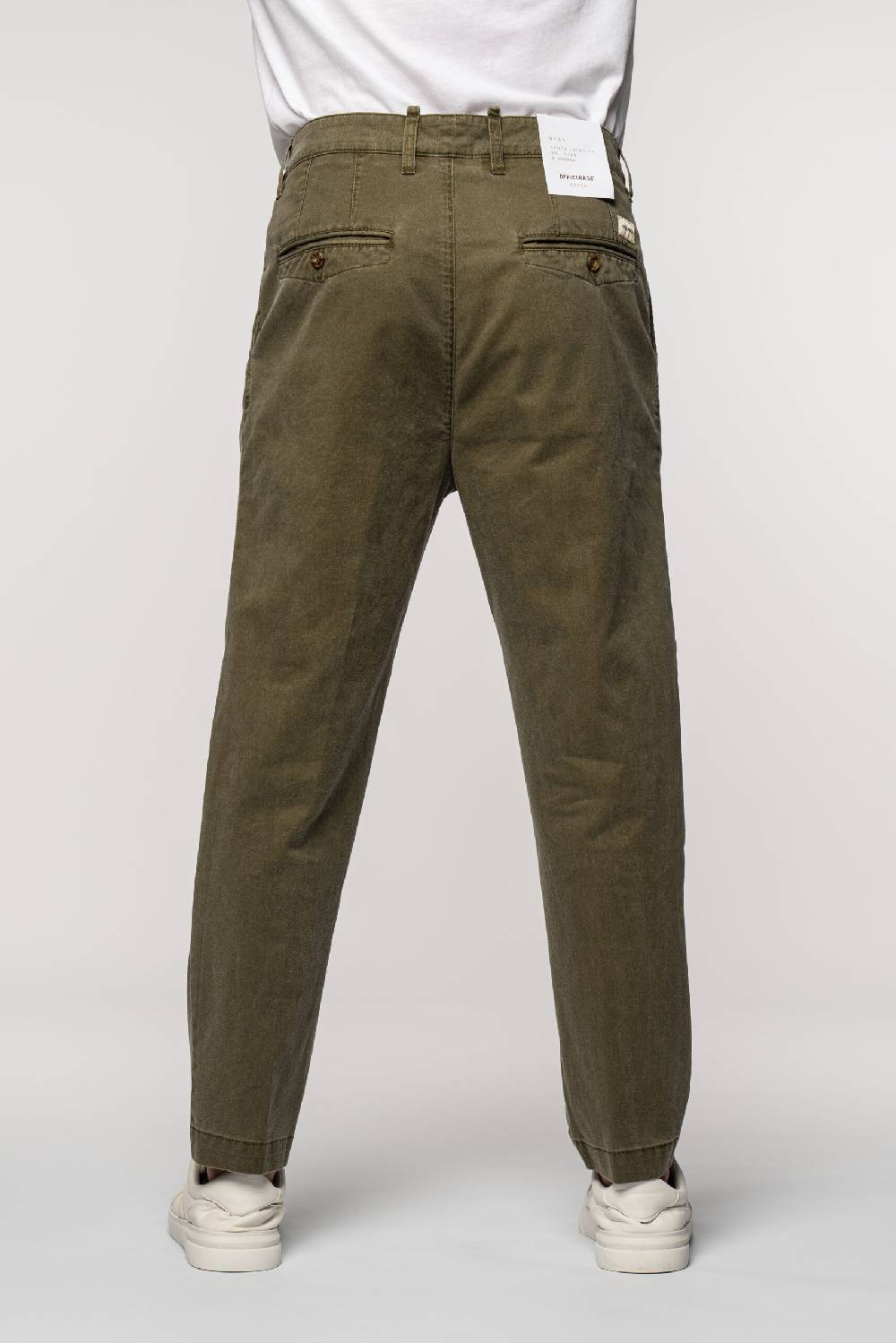 Officina 36 Pantaloni in gabardina delavè verde militare Smaltimento dello stoccaggio