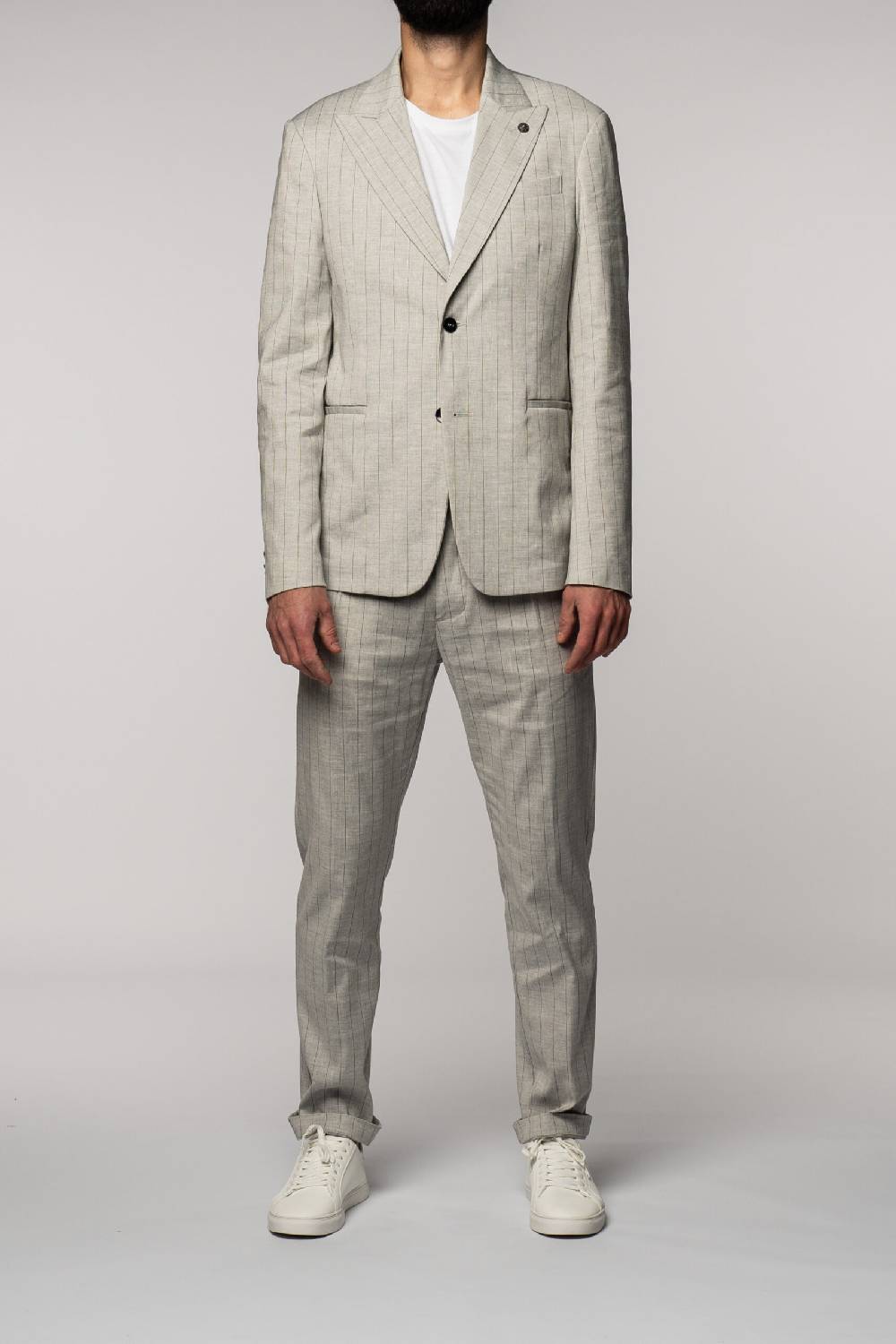 Officina 36 Pantaloni in tela gessata grigia Latest fashion