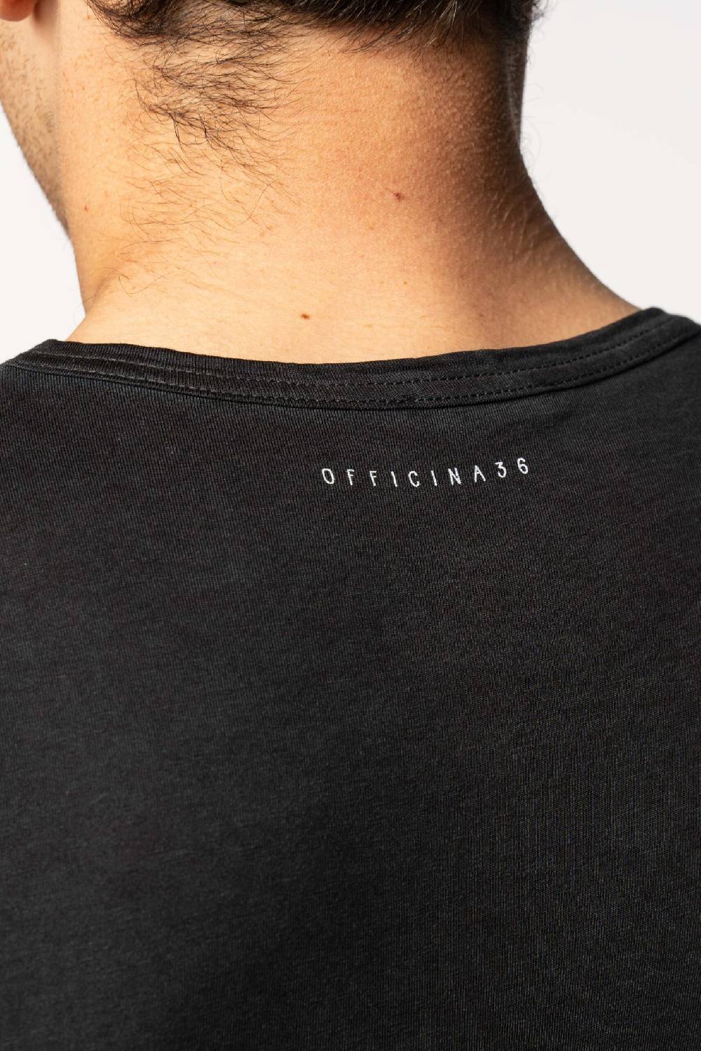 Officina 36 T-shirt smanicata in jersey color carbone Liquidazione