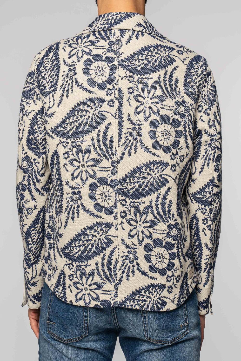 Officina 36 Work Jacket in jacquard a fantasia blu Comprane uno, ottenene uno gratis